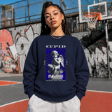 Cupid Hush Statue T-Shirt – Religious Imagery Collage Graphic Tee - Color: navy