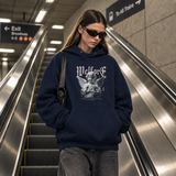 Cupid Love Welfare Hoodie – Religious Imagery Collage Graphic Hoodie - Color: navy