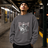 Cupid Love Welfare T-Shirt – Religious Imagery Collage Graphic Tee - Color: charcoal