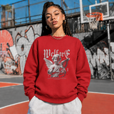 Cupid Love Welfare T-Shirt – Religious Imagery Collage Graphic Tee - Color: red