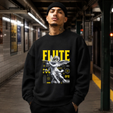Cupid's Flute Sweatshirt – Religious Imagery Collage Graphic Sweatshirt - Color: black