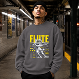 Cupid's Flute Sweatshirt – Religious Imagery Collage Graphic Sweatshirt - Color: charcoal