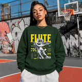 Cupid's Flute Sweatshirt – Religious Imagery Collage Graphic Sweatshirt - Color: forest green