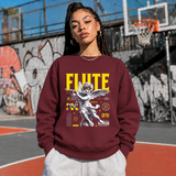 Cupid's Flute Sweatshirt – Religious Imagery Collage Graphic Sweatshirt - Color: maroon