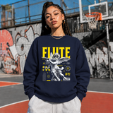 Cupid's Flute Sweatshirt – Religious Imagery Collage Graphic Sweatshirt - Color: navy
