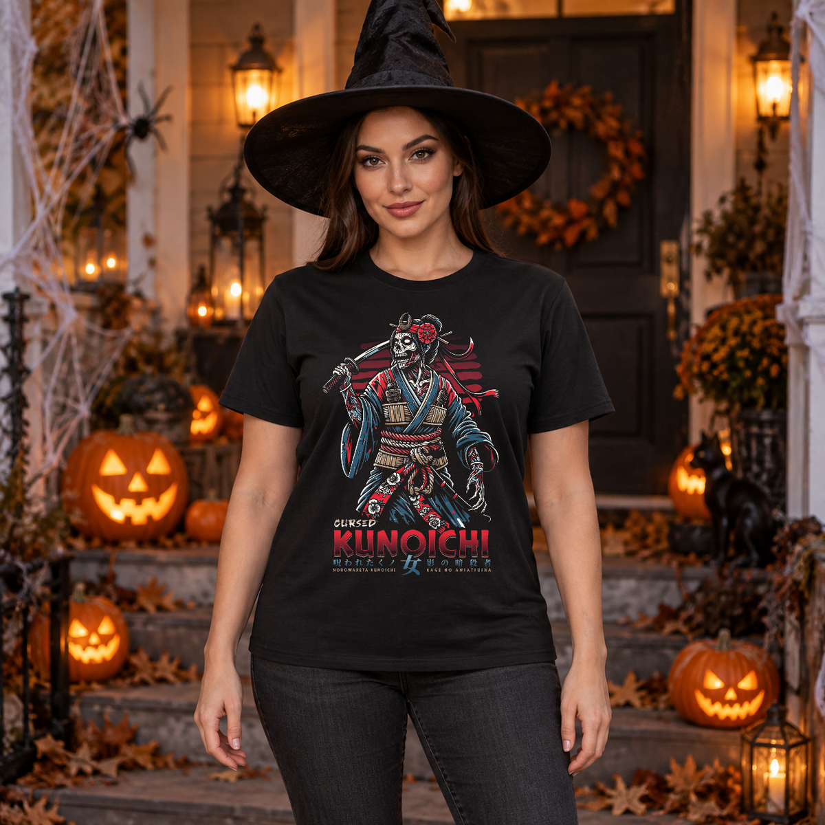 Cursed Kunoichi T-Shirt – Skull & Reaper Gothic Graphic Graphic Tee - Color: black