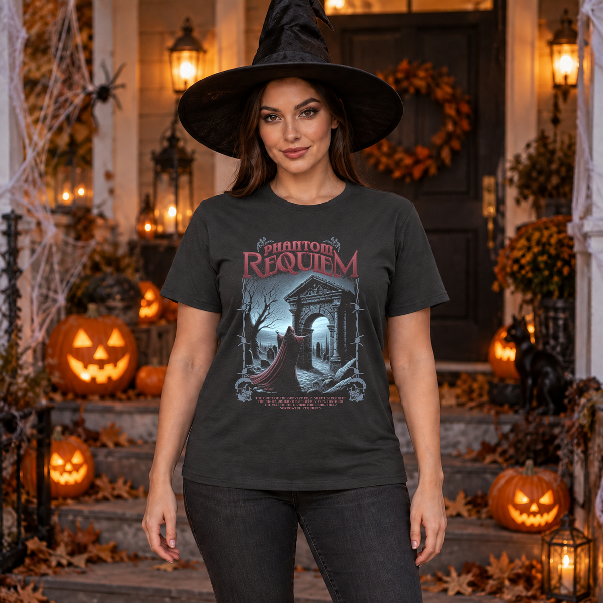 Dark Graphic T-Shirt – Skull & Reaper Gothic Graphic Graphic Tee - Color: charcoal