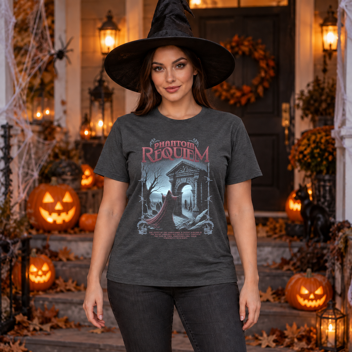 Dark Graphic T-Shirt – Skull & Reaper Gothic Graphic Graphic Tee - Color: dark heather