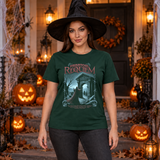 Dark Graphic T-Shirt – Skull & Reaper Gothic Graphic Graphic Tee - Color: forest green