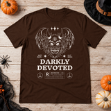 Darkly Devoted T-Shirt – Dark Gothic Halloween Graphic Graphic Tee - Color: chocolate