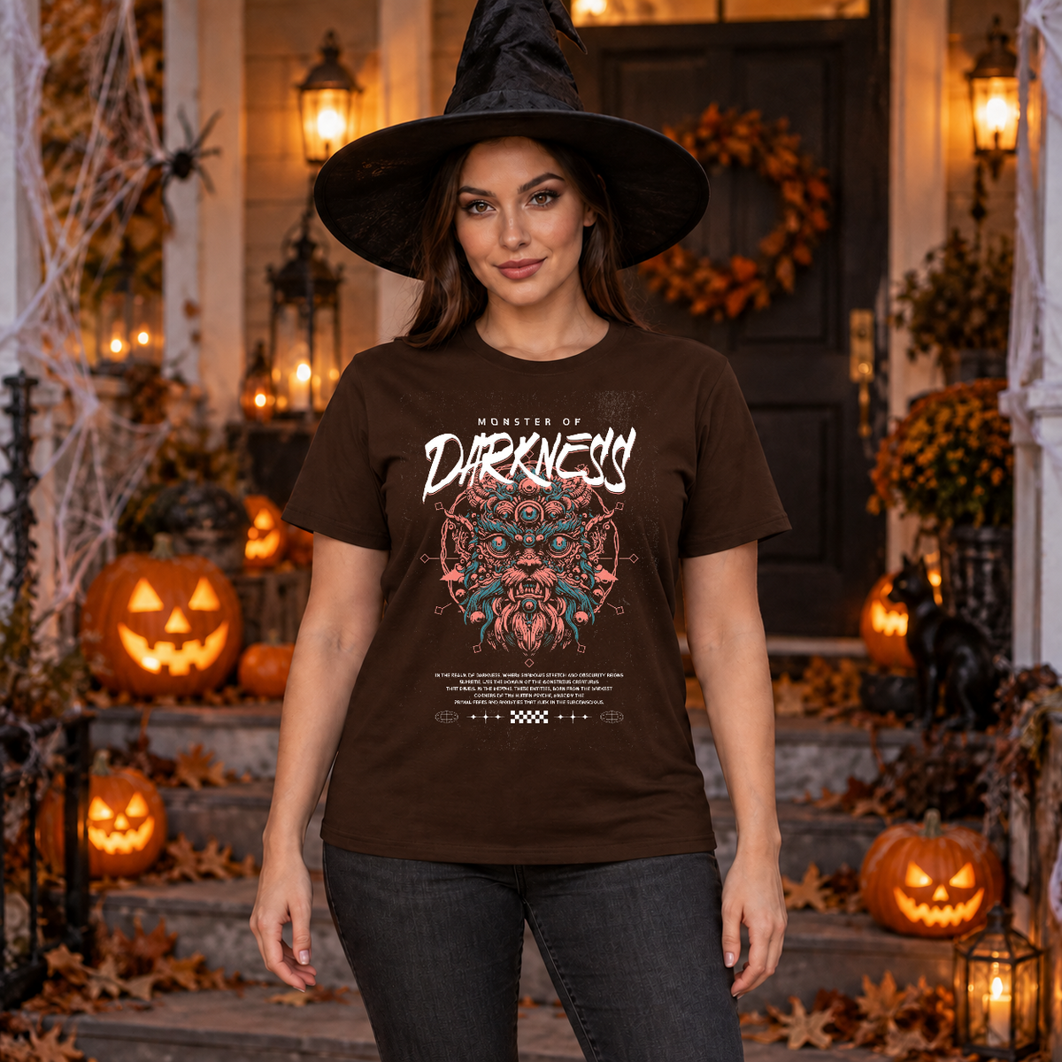 Darkness Bootleg T-Shirt – Skull & Reaper Gothic Graphic Graphic Tee - Color: chocolate