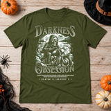 Darkness Obsession T-Shirt – Dark Gothic Halloween Graphic Graphic Tee - Color: military green