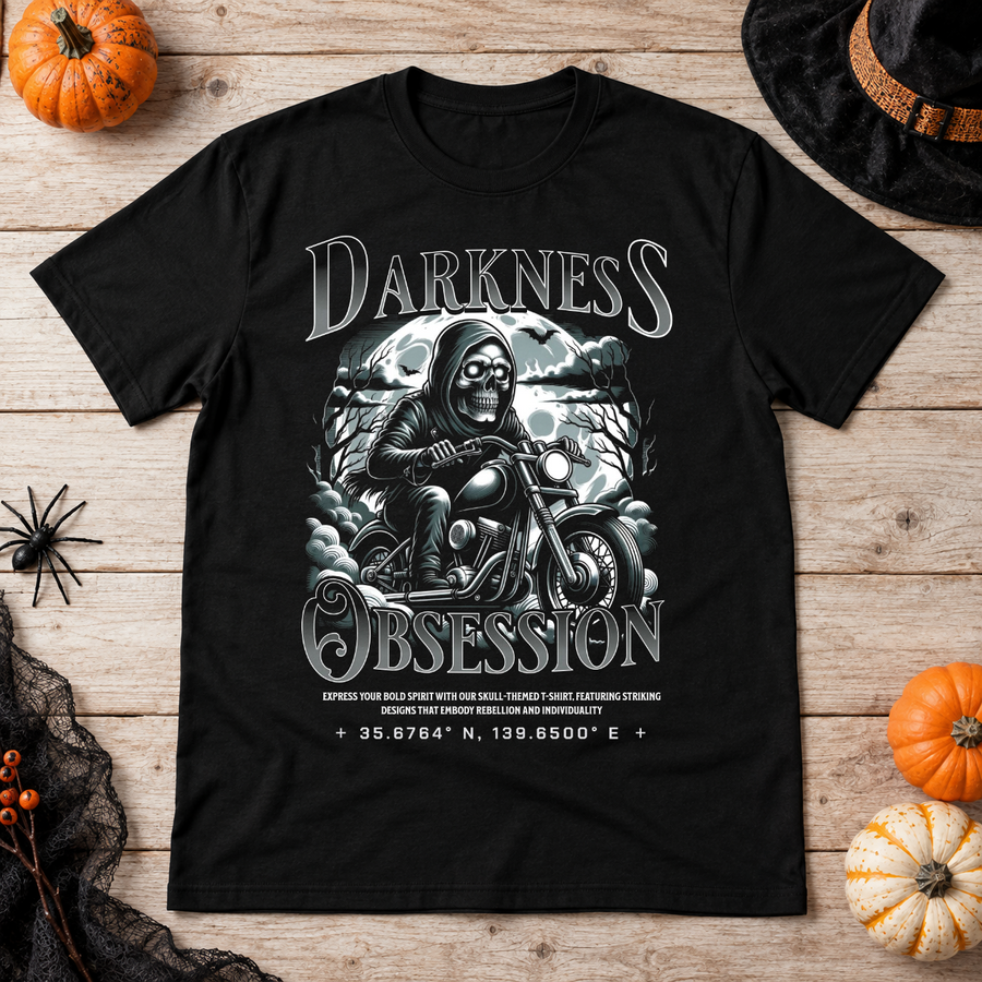 Darkness Obsession T-Shirt – Skull & Reaper Gothic Graphic Graphic Tee - Color: black