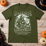 Darkness Obsession T-Shirt – Skull & Reaper Gothic Graphic Graphic Tee - Color: military green
