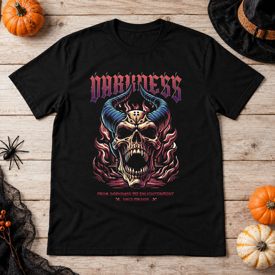 Darkness Skull T-Shirt – Skull & Reaper Gothic Graphic Graphic Tee - Color: black