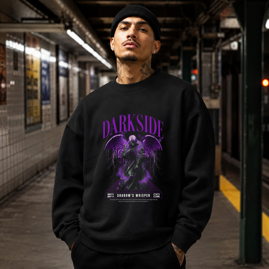 Darkside Demon Angel T-Shirt – Gothic Streetwear Poster Graphic Tee - Color: black
