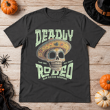 Deadly Rodeo T-Shirt – Dark Editorial Graphic Design Graphic Tee - Color: charcoal