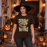 Deadly Rodeo T-Shirt – Dark Editorial Graphic Design Graphic Tee - Color: chocolate