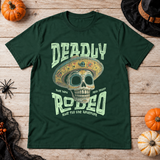 Deadly Rodeo T-Shirt – Dark Editorial Graphic Design Graphic Tee - Color: forest green