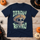 Deadly Rodeo T-Shirt – Dark Editorial Graphic Design Graphic Tee - Color: navy