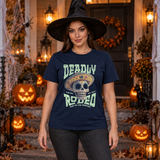 Deadly Rodeo T-Shirt – Dark Editorial Graphic Design Graphic Tee - Color: navy