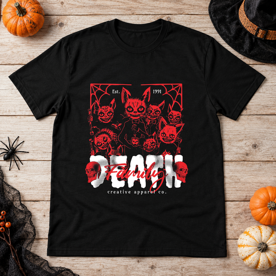 Death Family T-Shirt – Skull & Reaper Gothic Graphic Graphic Tee - Color: black