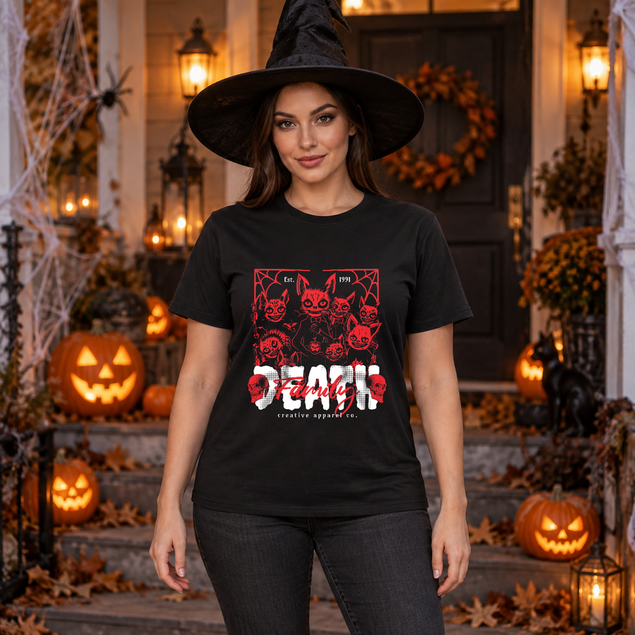 Death Family T-Shirt – Skull & Reaper Gothic Graphic Graphic Tee - Color: black