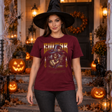 Death Melody T-Shirt – Skull & Reaper Gothic Graphic Graphic Tee - Color: maroon