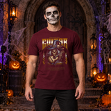 Death Melody T-Shirt – Skull & Reaper Gothic Graphic Graphic Tee - Color: maroon