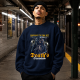 Death's Guardian Skeleton Reaper Sweatshirt – Gothic Streetwear Poster Graphic Sweatshirt - Color: navy