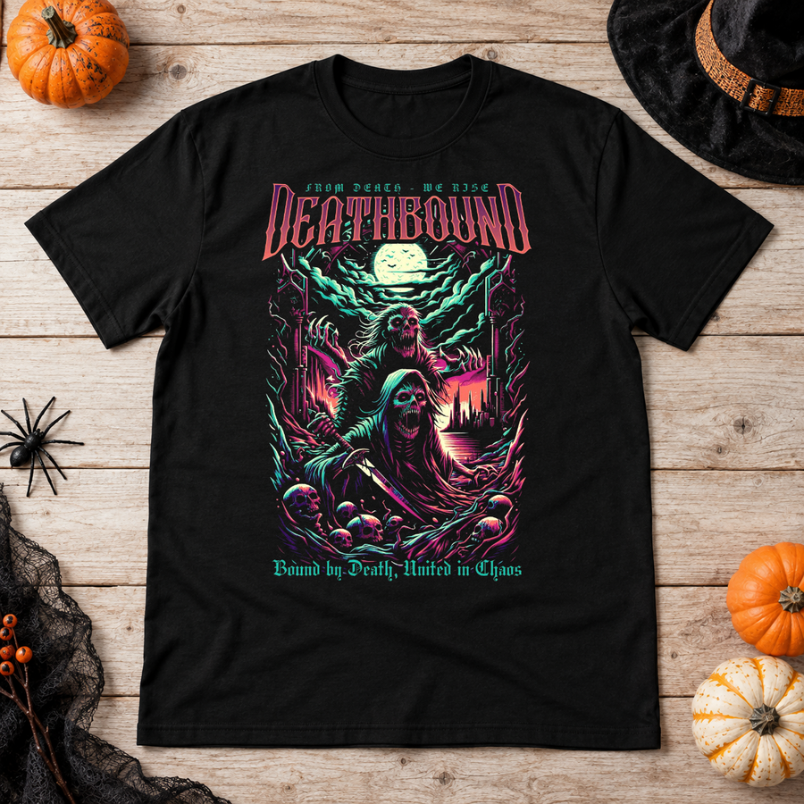 Deathbound T-Shirt – Dark Gothic Halloween Graphic Graphic Tee - Color: black