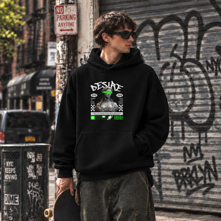 Desire Statue Hoodie – Dark Editorial Graphic Design Hoodie - Color: black