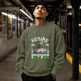 Desire Statue Sweatshirt – Dark Editorial Graphic Design Sweatshirt - Color: military green