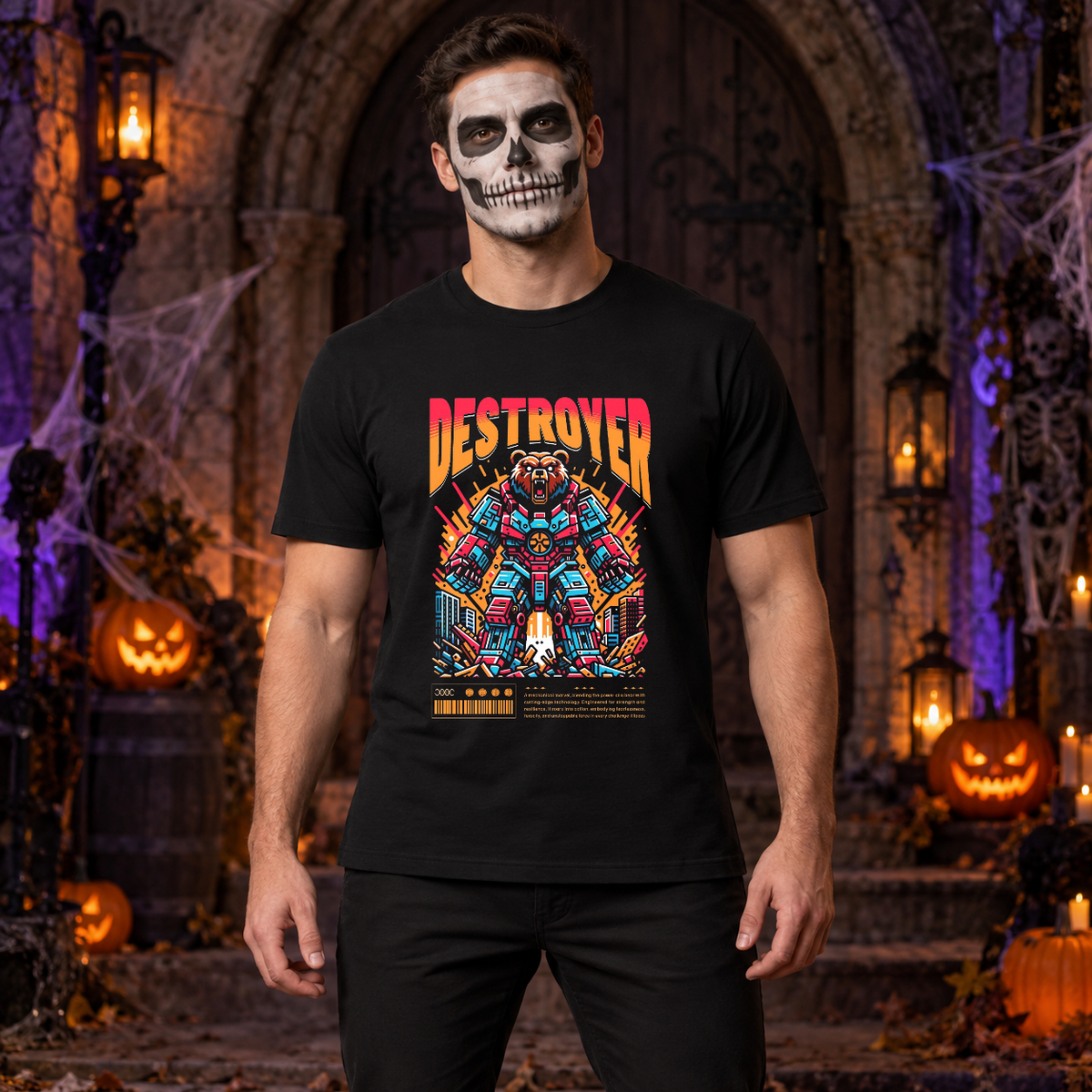 Destroyer T-Shirt – Skull & Reaper Gothic Graphic Graphic Tee - Color: black
