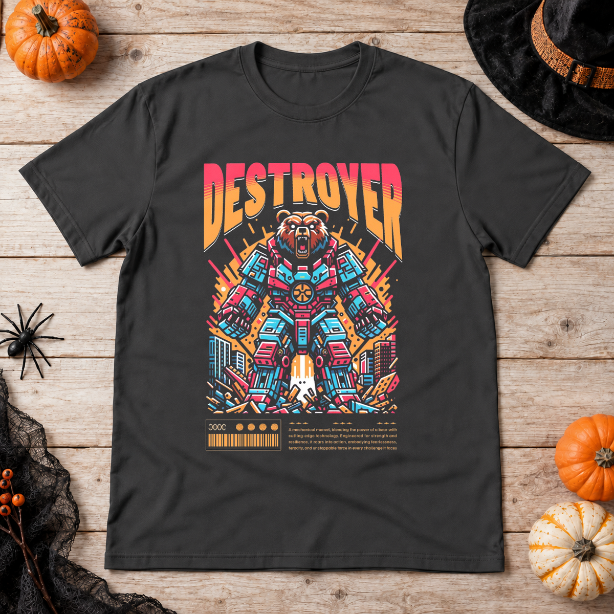 Destroyer T-Shirt – Skull & Reaper Gothic Graphic Graphic Tee - Color: charcoal