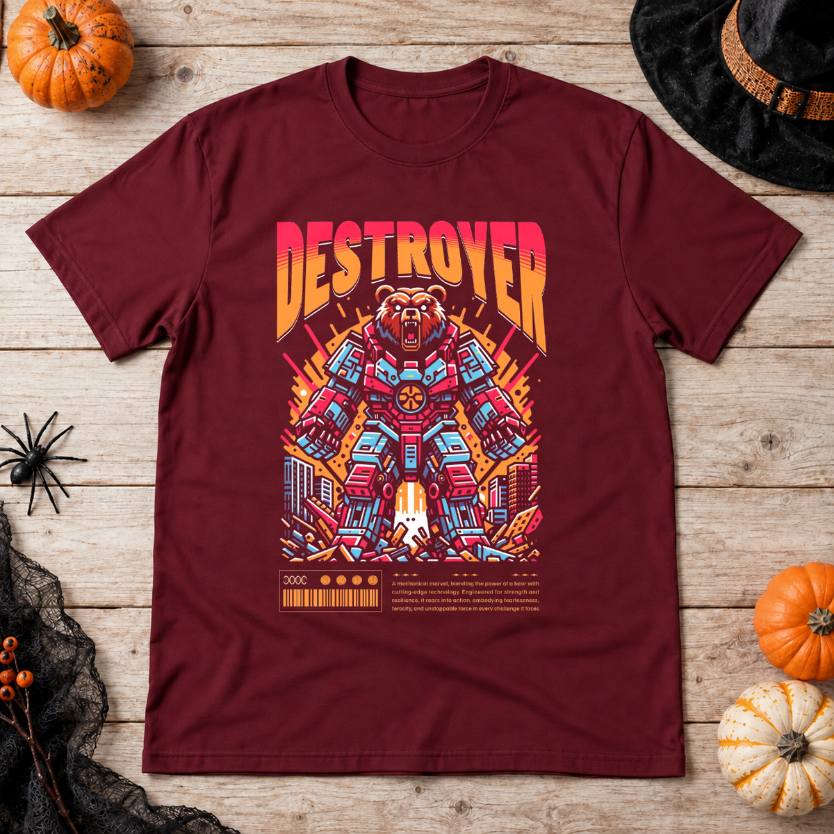 Destroyer T-Shirt – Skull & Reaper Gothic Graphic Graphic Tee - Color: maroon