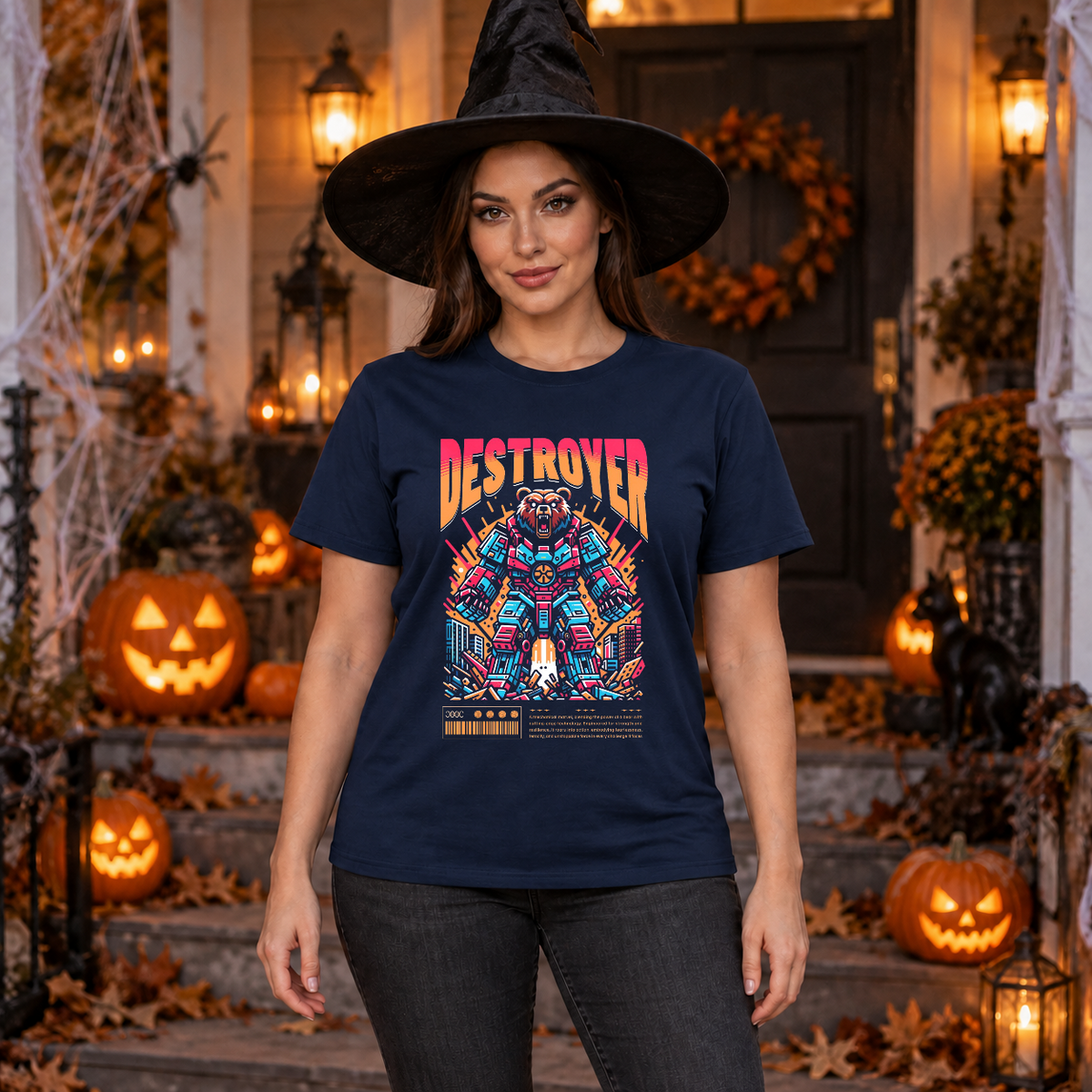 Destroyer T-Shirt – Skull & Reaper Gothic Graphic Graphic Tee - Color: navy
