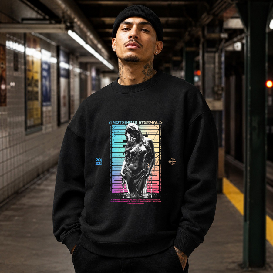 Deterioration Nothing Is Eternal Sweatshirt – Dark Editorial / Gothic Streetwear Sweatshirt - Color: black