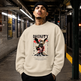 Dignity Eagle Collage Sweatshirt – Dark Editorial Graphic Design Sweatshirt - Color: sand