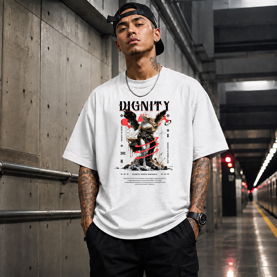 Dignity Eagle Collage T-Shirt – Dark Editorial Graphic Design Tee - Color: ash
