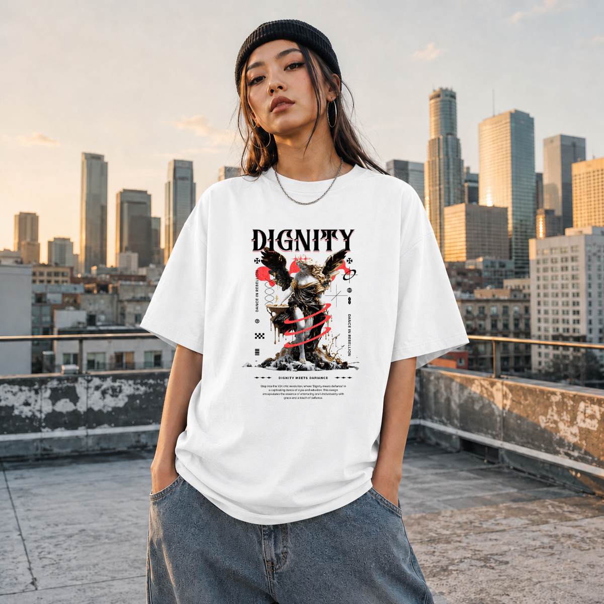 Dignity Eagle Collage T-Shirt – Dark Editorial Graphic Design Tee - Color: white