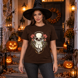 Disillusioned Skull T-Shirt – Skull & Reaper Gothic Graphic Graphic Tee - Color: chocolate