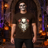 Disillusioned Skull T-Shirt – Skull & Reaper Gothic Graphic Graphic Tee - Color: chocolate