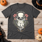 Disillusioned Skull T-Shirt – Skull & Reaper Gothic Graphic Graphic Tee - Color: dark heather