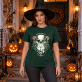 Disillusioned Skull T-Shirt – Skull & Reaper Gothic Graphic Graphic Tee - Color: forest green