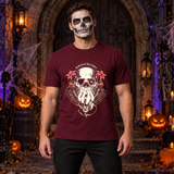 Disillusioned Skull T-Shirt – Skull & Reaper Gothic Graphic Graphic Tee - Color: maroon