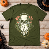 Disillusioned Skull T-Shirt – Skull & Reaper Gothic Graphic Graphic Tee - Color: military green