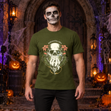 Disillusioned Skull T-Shirt – Skull & Reaper Gothic Graphic Graphic Tee - Color: military green