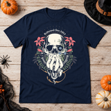 Disillusioned Skull T-Shirt – Skull & Reaper Gothic Graphic Graphic Tee - Color: navy