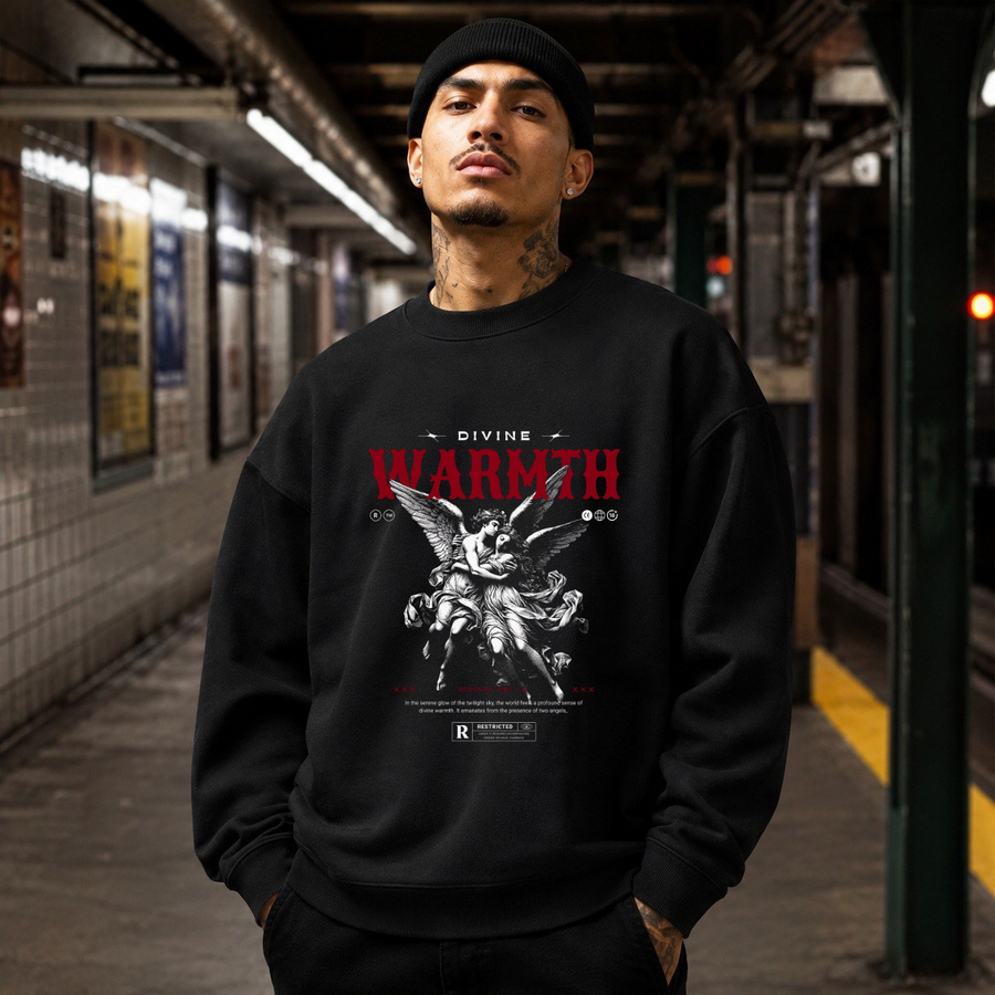 Divine Warmth Angels Embrace T-Shirt – Dark Art / Renaissance Aesthetic Graphic Tee - Color: black